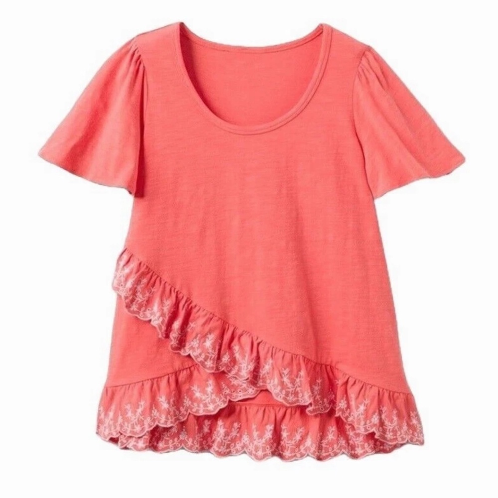 NWT Matilda Jane Coral Top Eyelet Ruffles Size Small
